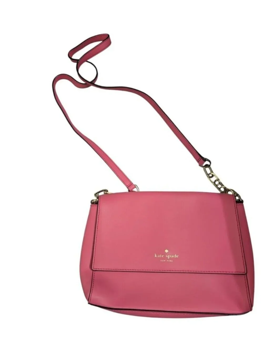 Kate Spade Pink Leather Chain-Accent Crossbody Bag